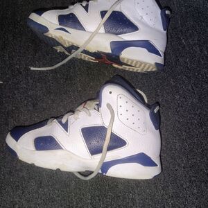 Jordan Kids White and Blue Sneakers